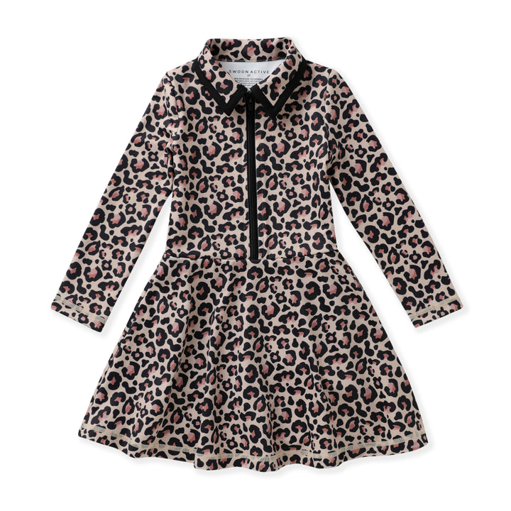 LEOPARD LONG SLEEVE TENNIS DRESS