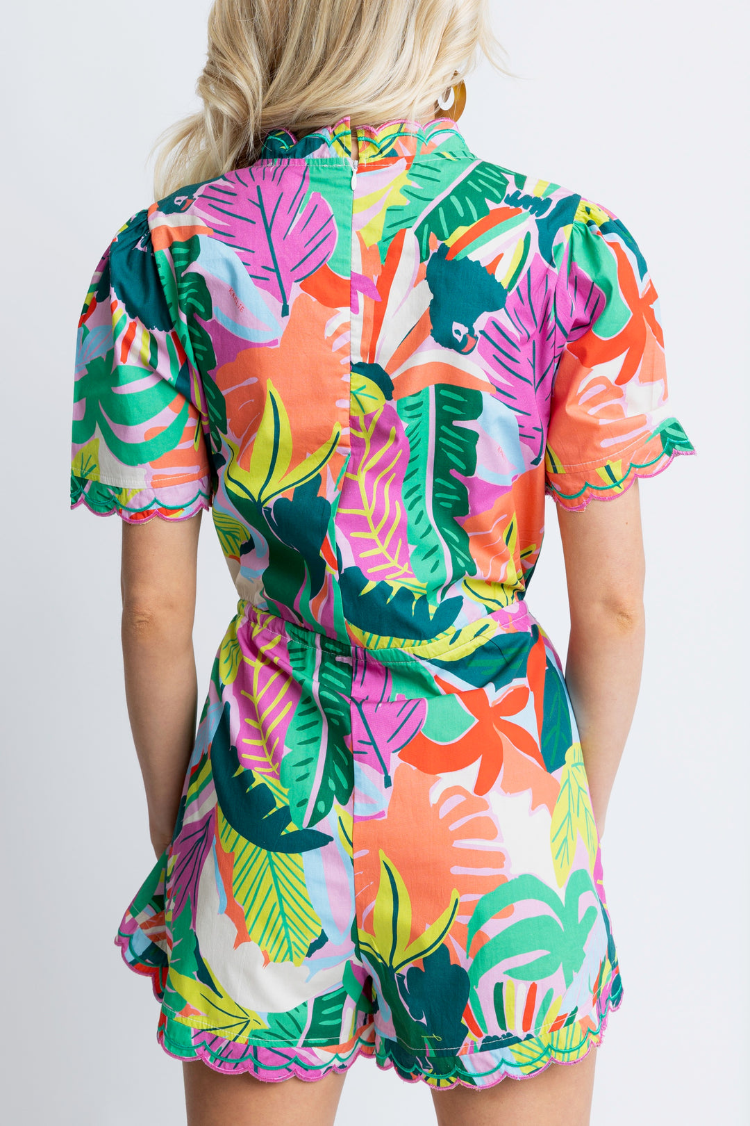 KARLIE: BIRDS OF PARADISE POPLIN VNECK ROMPER