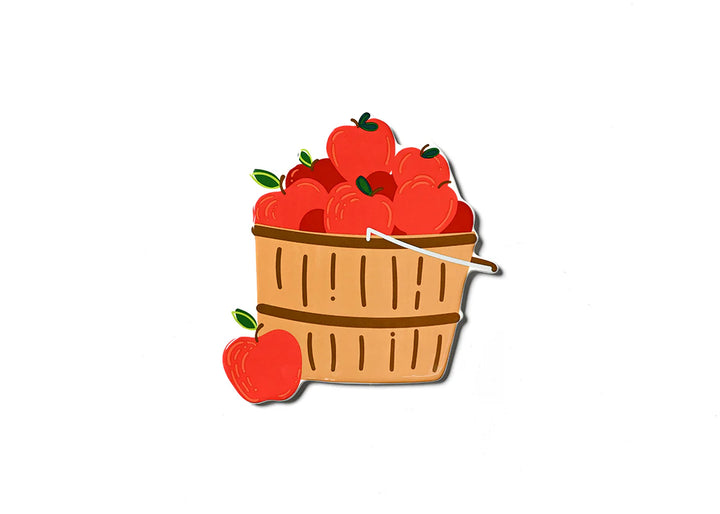 Illustration of a basket with red apples on a white background
