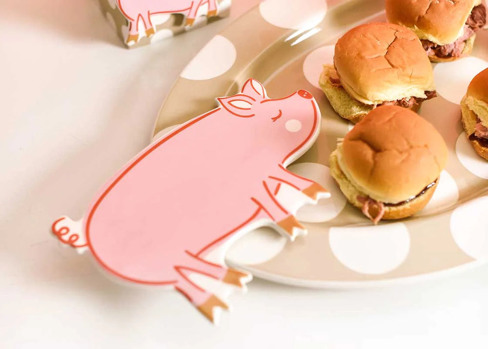 pig attachment on platter with pork sliders