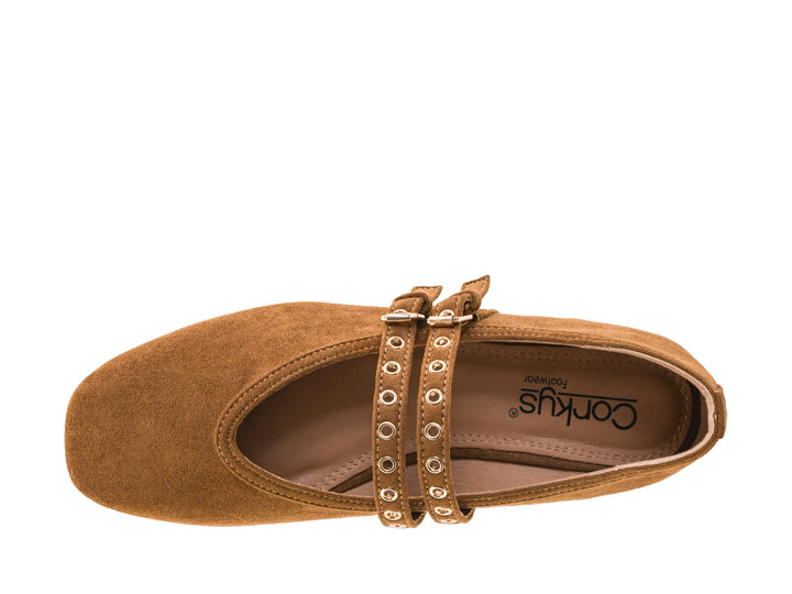 CAMEL SUEDE ALL EYES ON ME FLATS