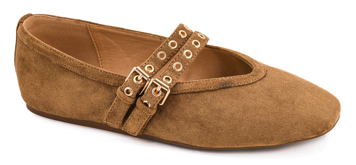 CAMEL SUEDE ALL EYES ON ME FLATS