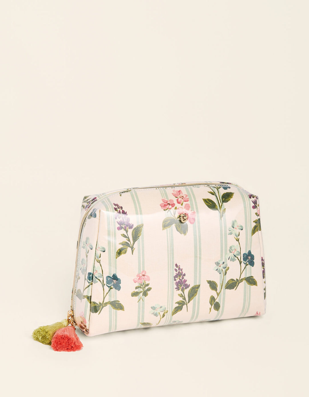 BLOOMING STRIPE LARGE COSMETIC POUCH