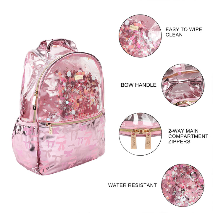 PINK BOWS & CONFETTI BACKPACK