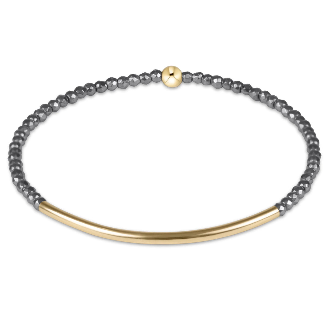 2mm silver faceted hematite beads and our gold bliss bar