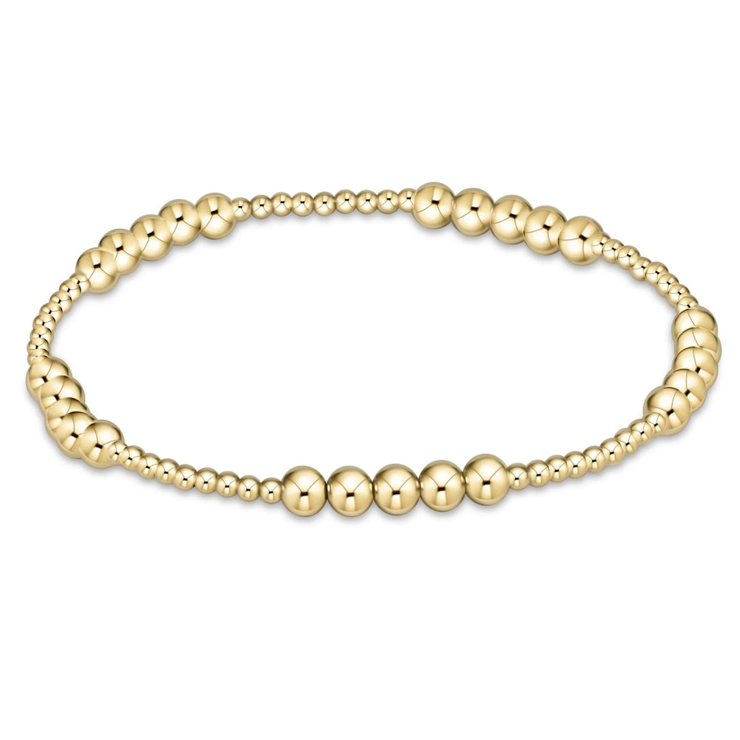 CLASSIC BLISSFUL PATTERN 2MM BEAD BRACELET - 4MM GOLD