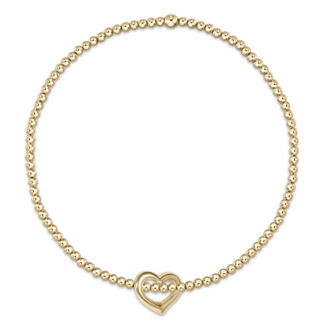 CLASSIC GOLD 2MM BEAD BRACELET - LOVE SMALL GOLD CHARM