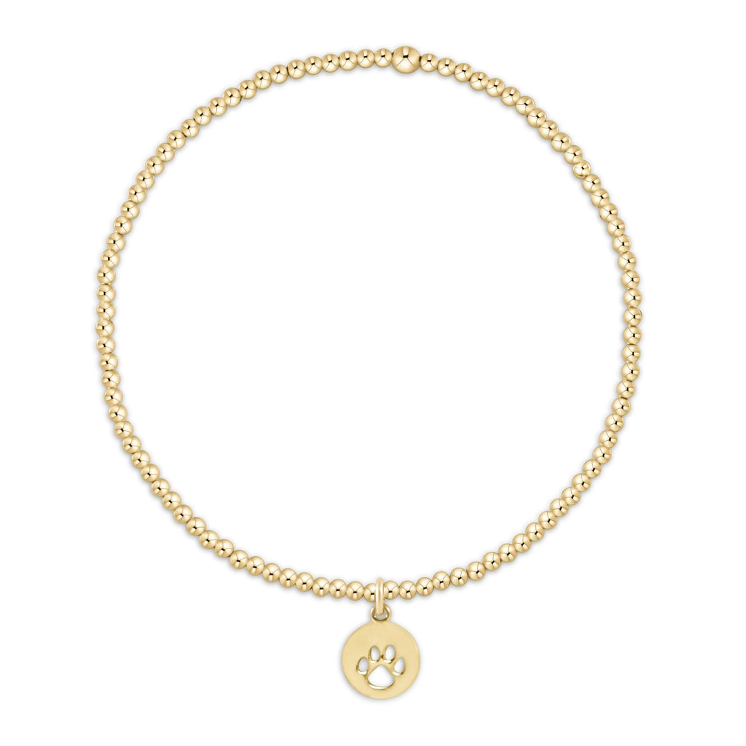 gold 2mm Bracelet - Paw Print Small Gold Disc