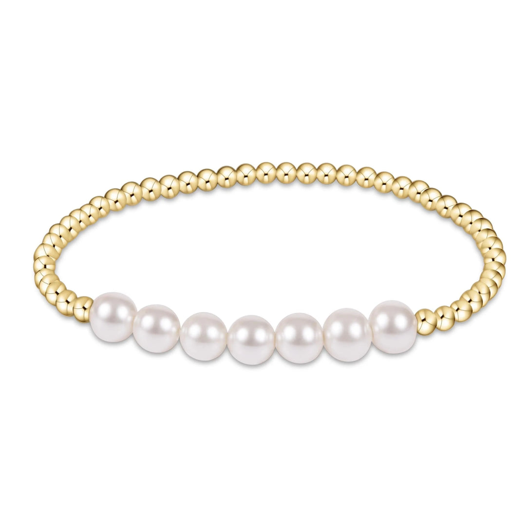 CLASSIC GOLD BEADED BLISS 3MM BEAD BRACELET - 6MM PEARL