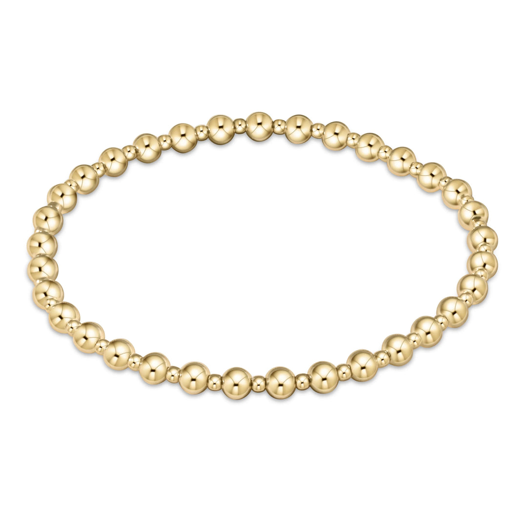 CLASSIC GRATEFUL PATTERN 4MM BEAD BRACELET - GOLD