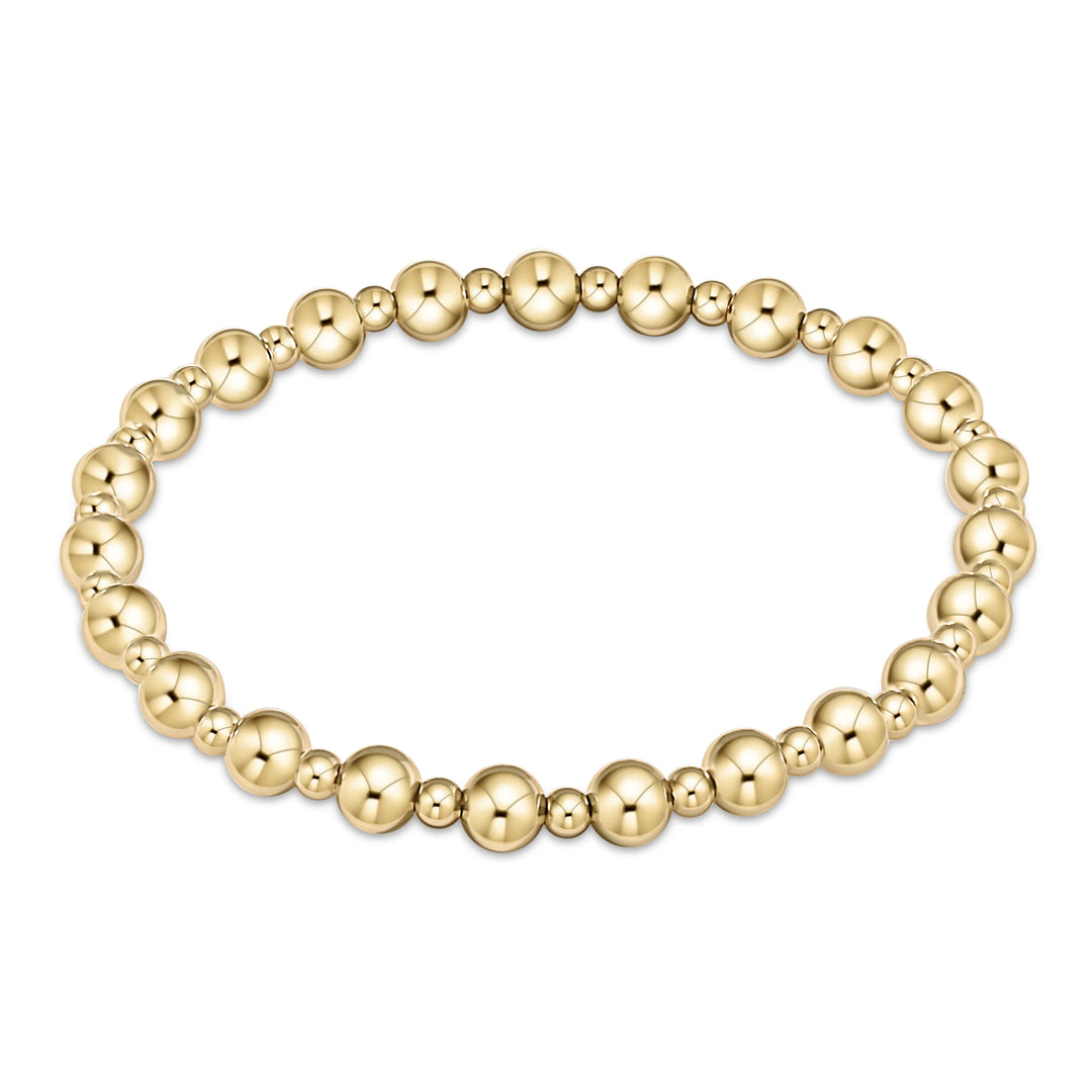 CLASSIC GRATEFUL PATTERN 5MM BEAD BRACELET - GOLD