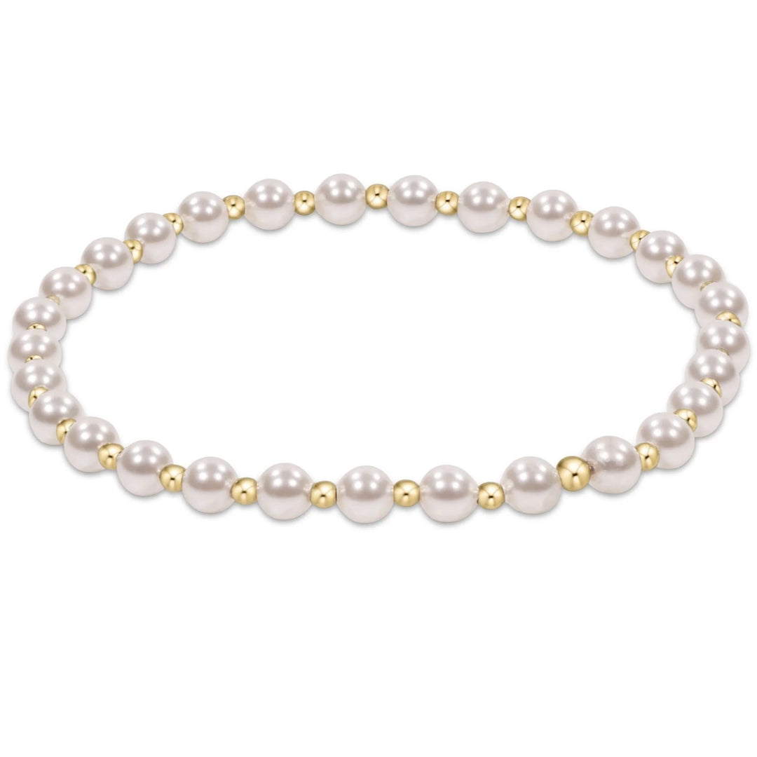 CLASSIC GRATEFUL PATTERN 4MM BEAD BRACELET - PEARL