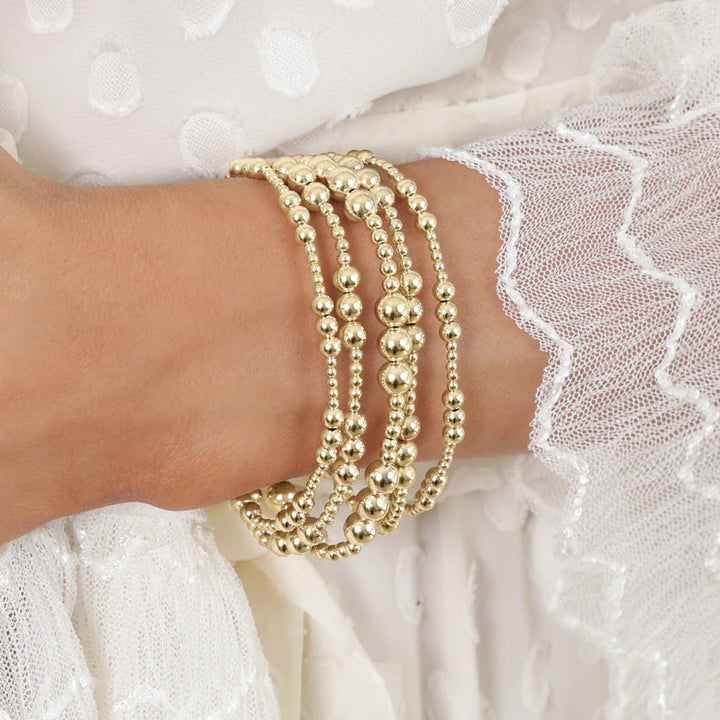 CLASSIC JOY PATTERN 4MM BEAD BRACELET - GOLD stack