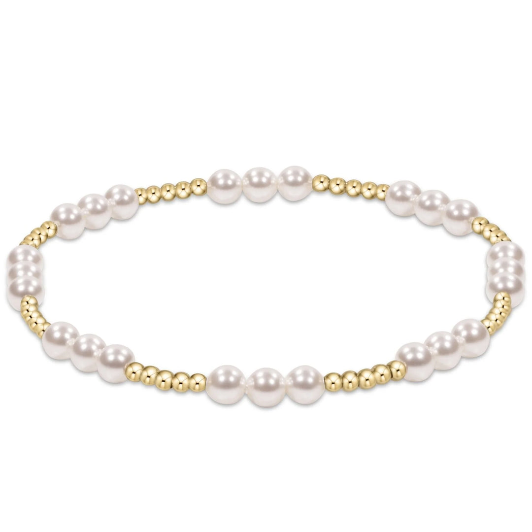 CLASSIC JOY PATTERN 4MM BEAD BRACELET - PEARL