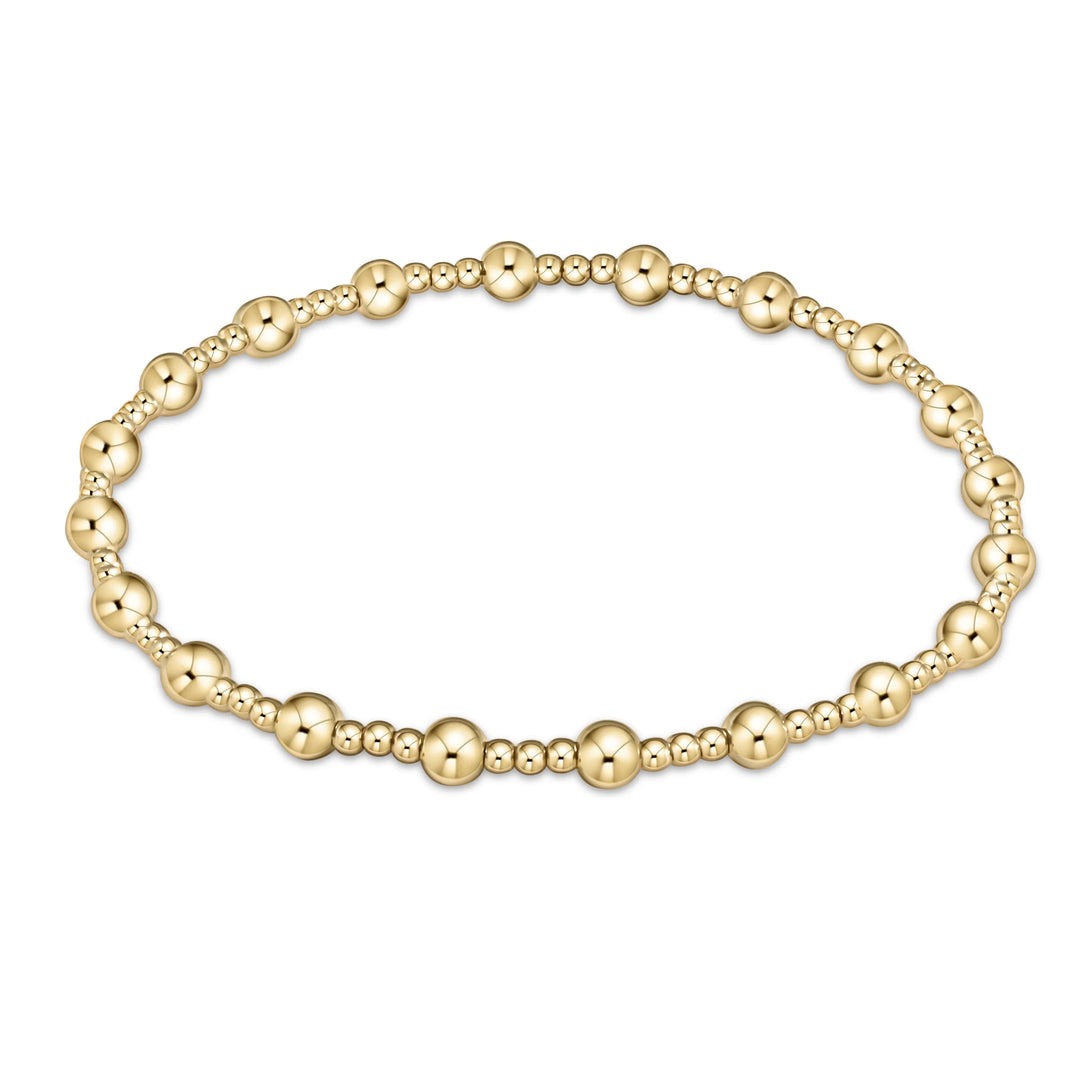 CLASSIC SINCERITY PATTERN 4MM BEAD BRACELET - GOLD