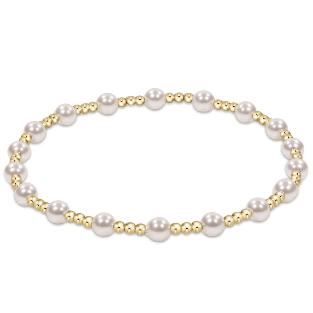 CLASSIC SINCERITY PATTERN 4MM BEAD BRACELET - PEARL