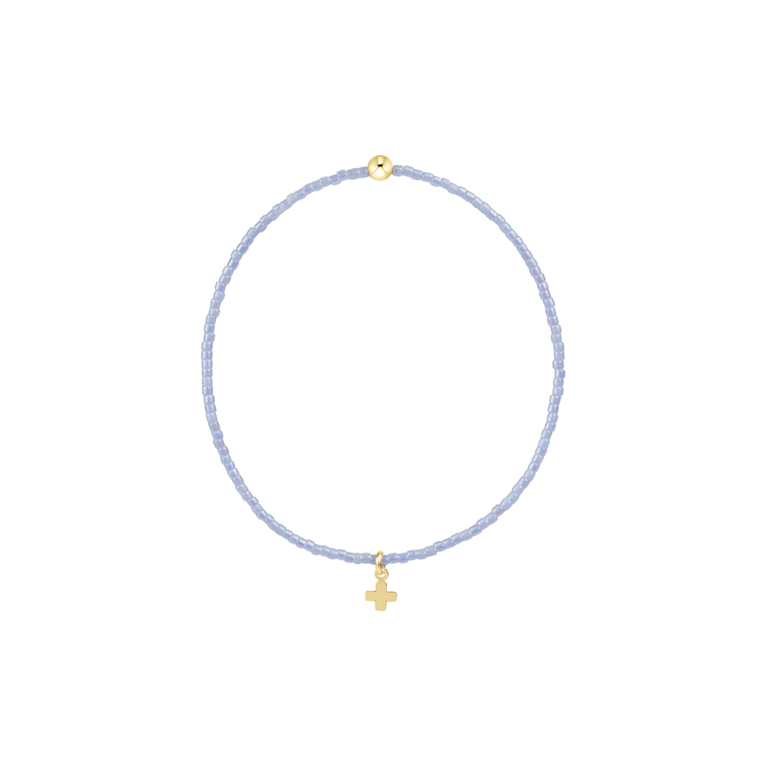Ocean Mist beaded Bracelet with Signature Cross Small Gold Charm