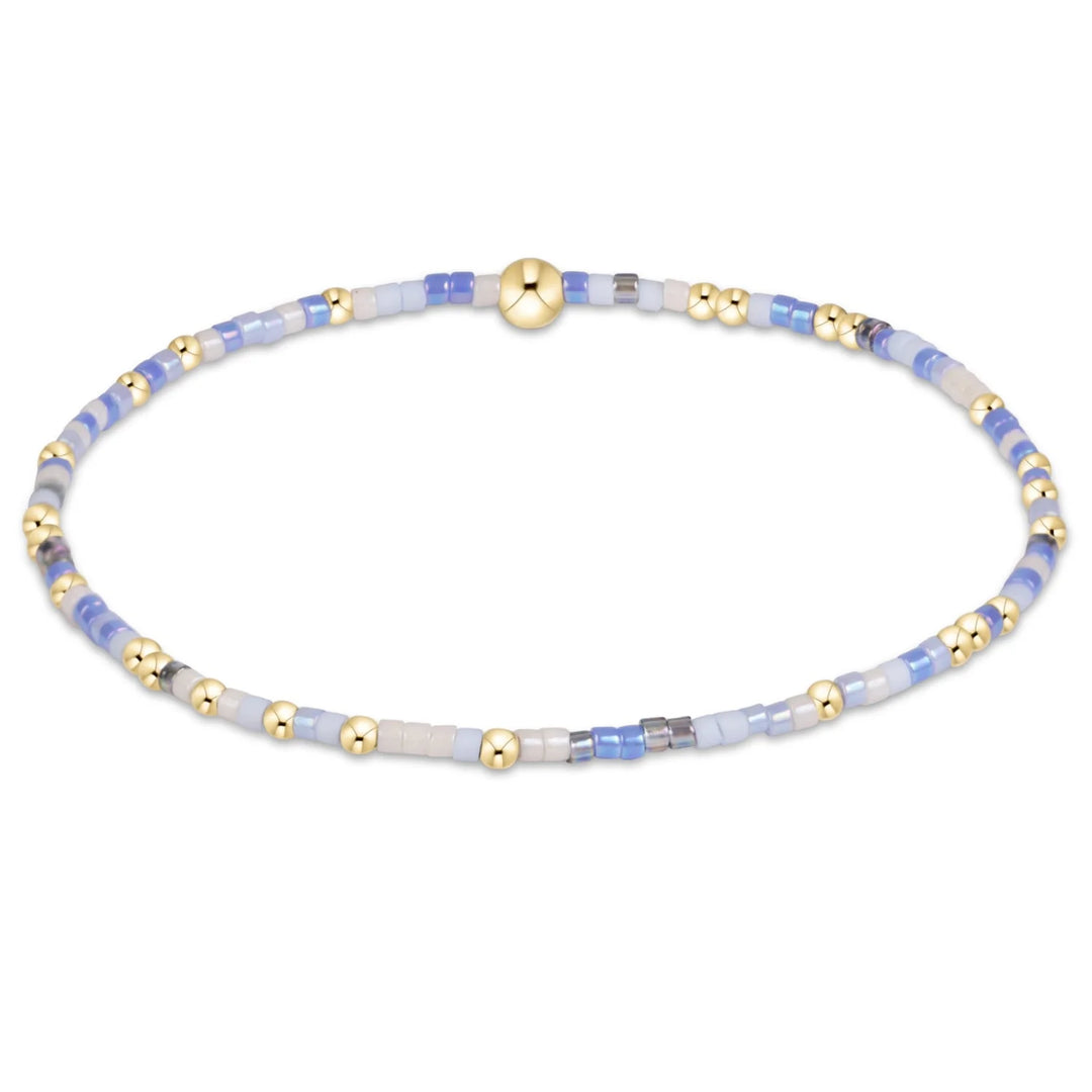 BLUE MULTI COLOR BEADED BRACELET WITH GOLD BEADS