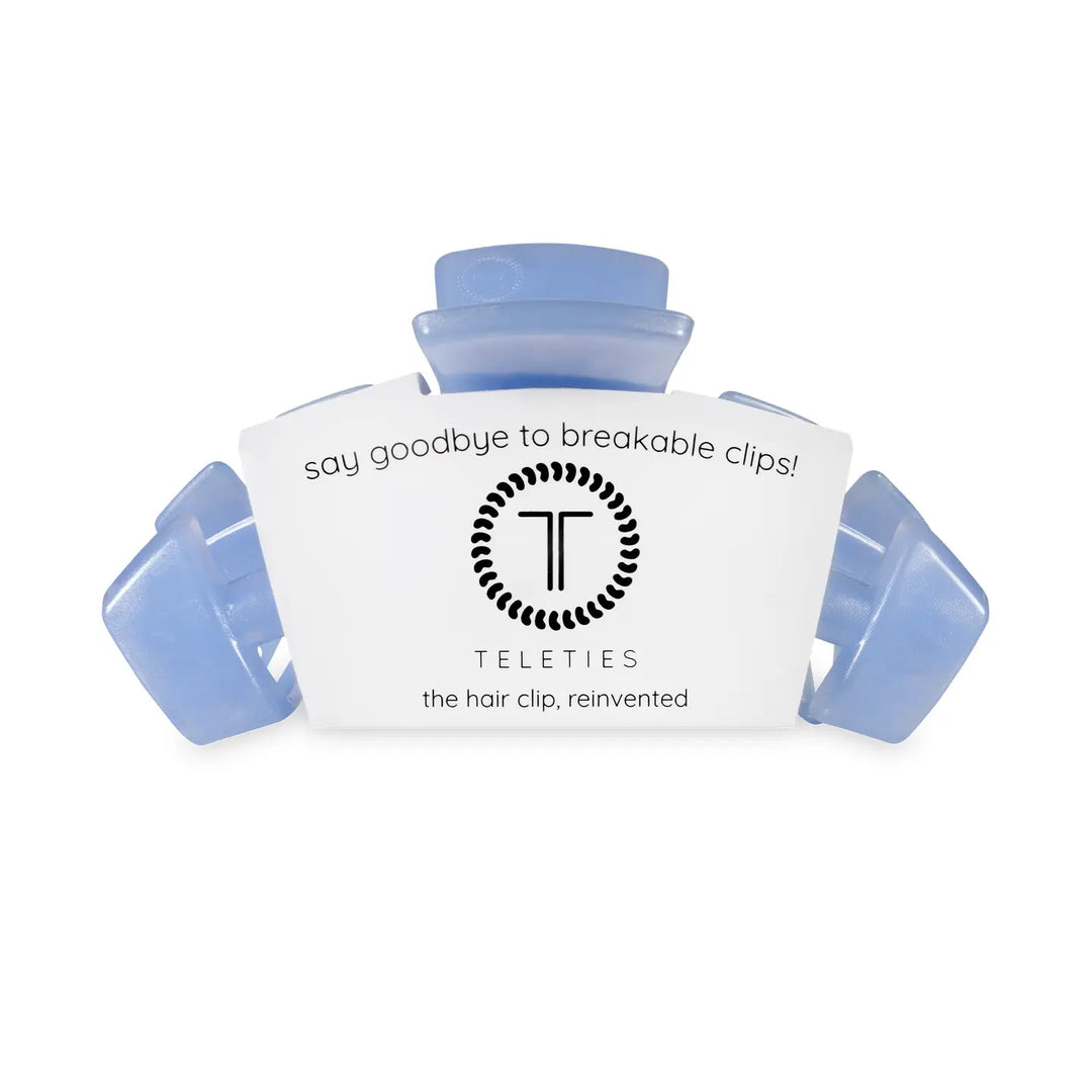 TELETIES blue lagoon translucent coil hair ties set strong grip no crease spiral hair accessories