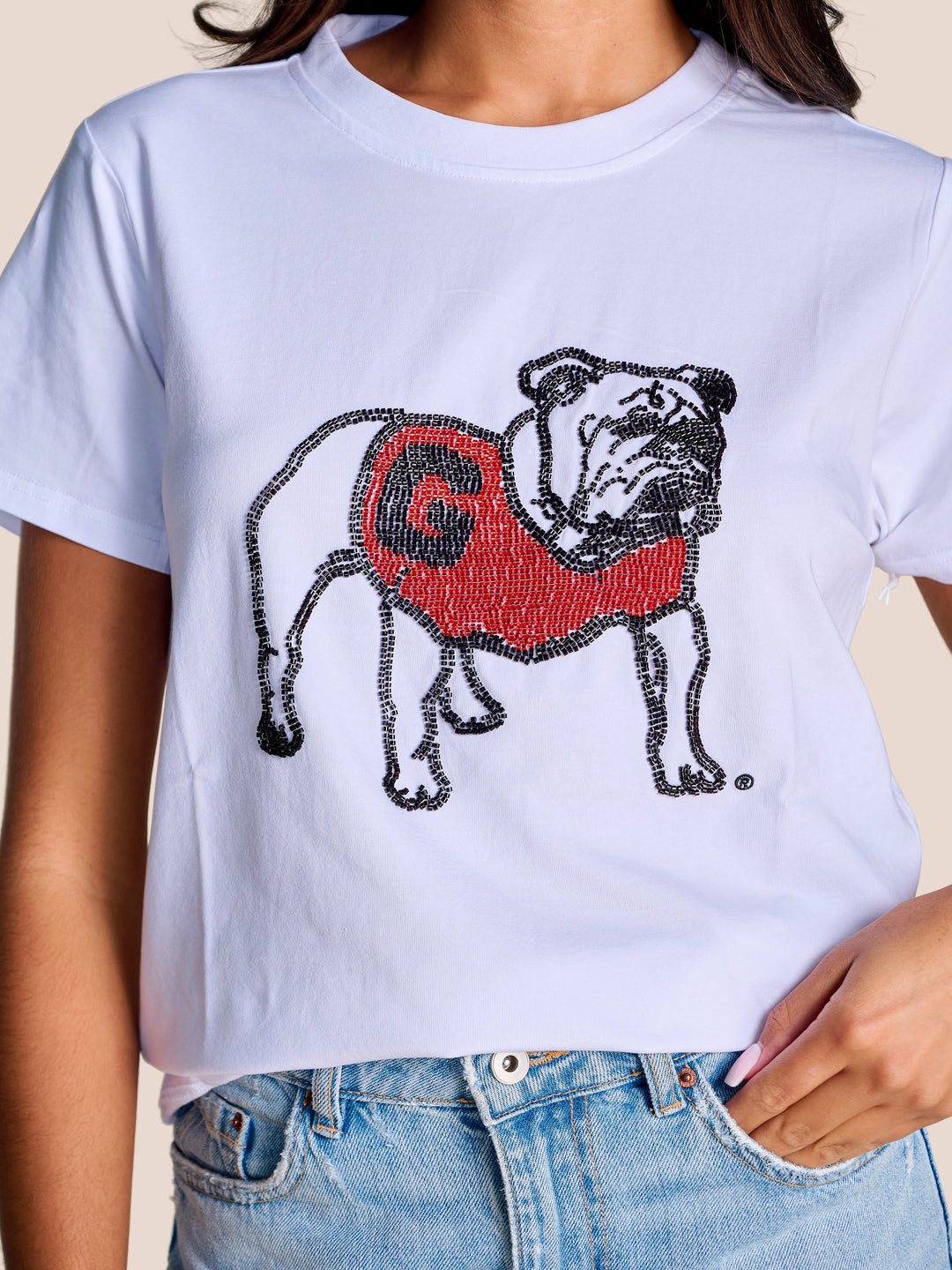 GEORGIA MASCOT BEADED TEE