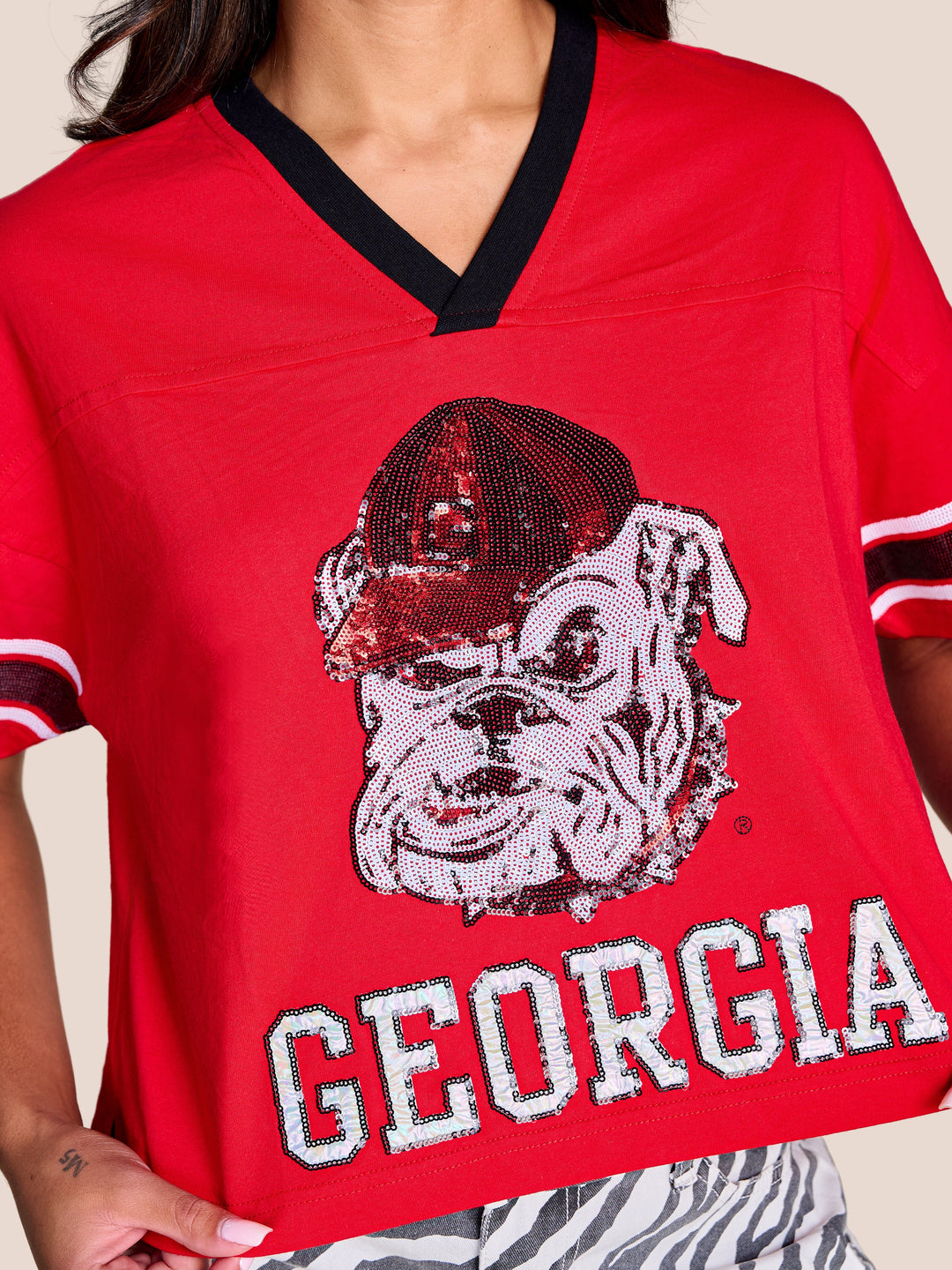 GEORGIA BLITZ SEQUIN JERSEY TEE