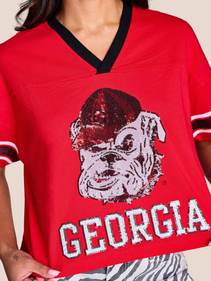 GEORGIA BLITZ SEQUIN JERSEY TEE