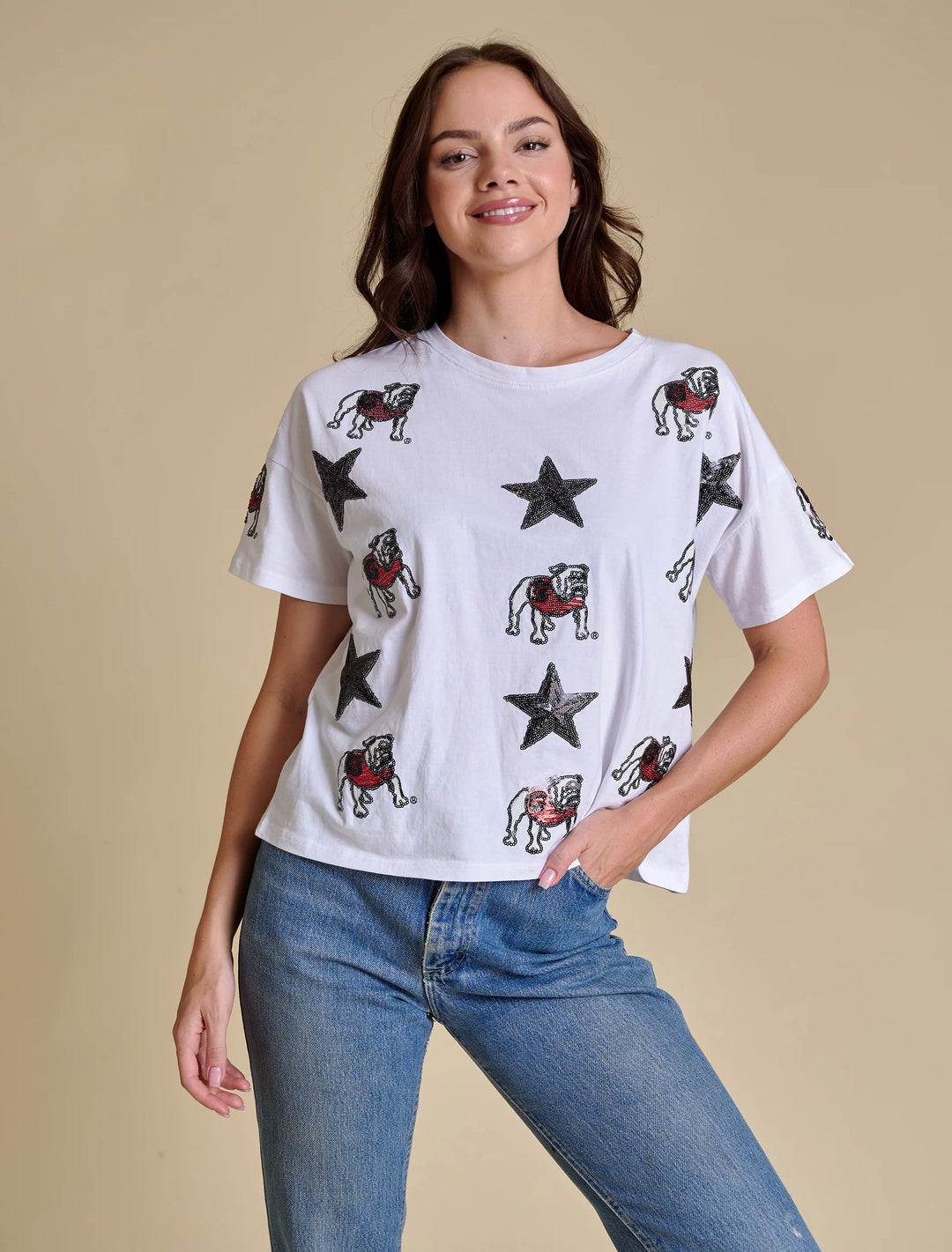 THE ALL OVER SEQUIN BOXY TEE | GEORGIA