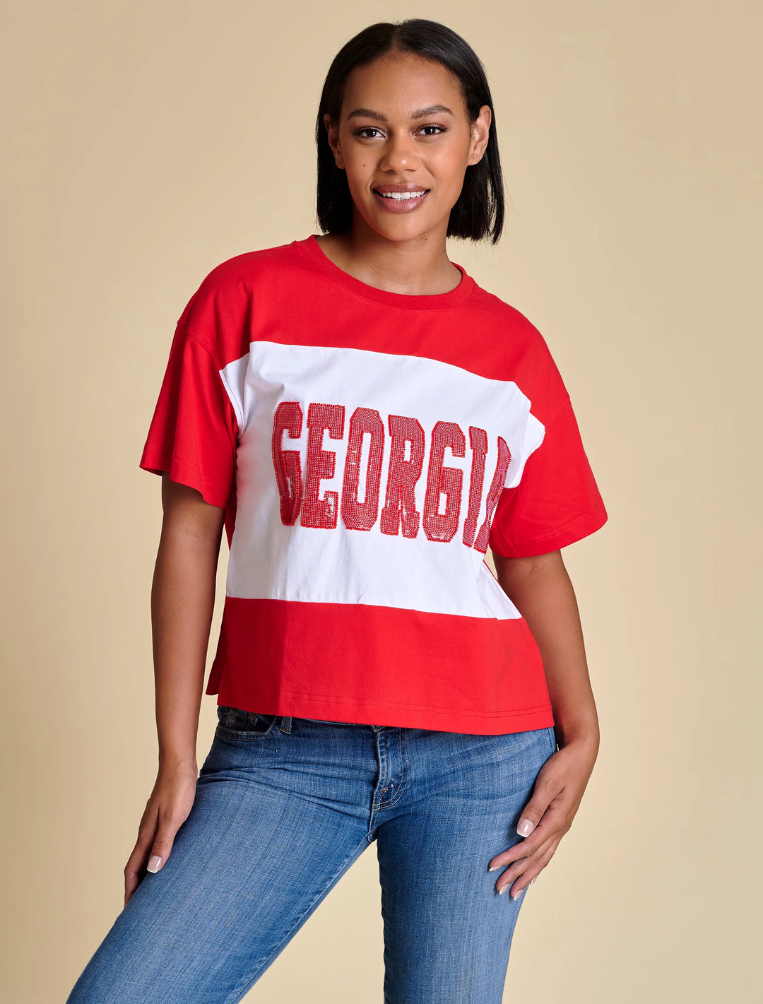 THE COLOR BLOCK SEQUIN TEE | GEORGIA
