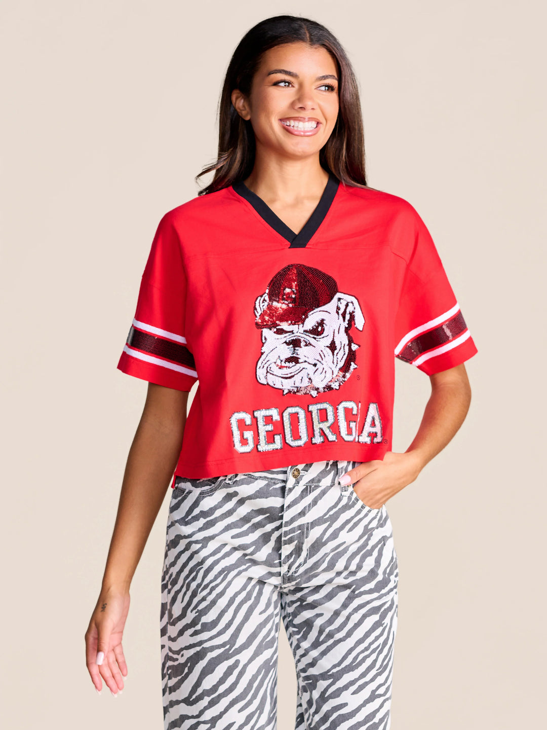 GEORGIA BLITZ SEQUIN JERSEY TEE
