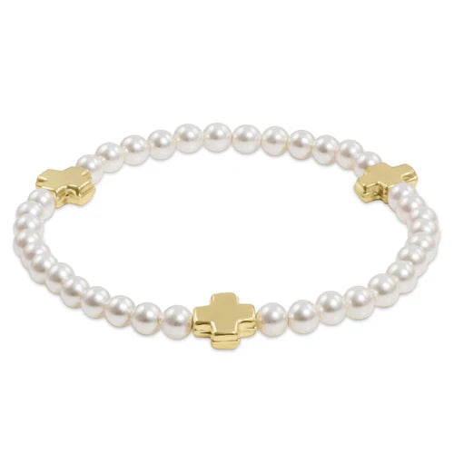 Signature Cross 4Mm Pearl Bracelet - Gold | Enewton Beaded Jewelry | Walker Boutique
