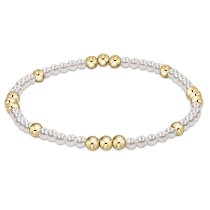 WORTHY PATTERN 3MM BEAD BRACELET - PEARL