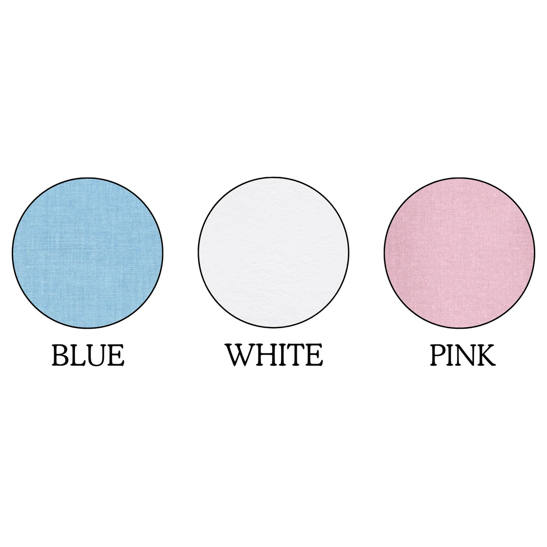 BLUE WHITE AND PINK COLOR SWATCHES FOR BABY SWADDLE SASH