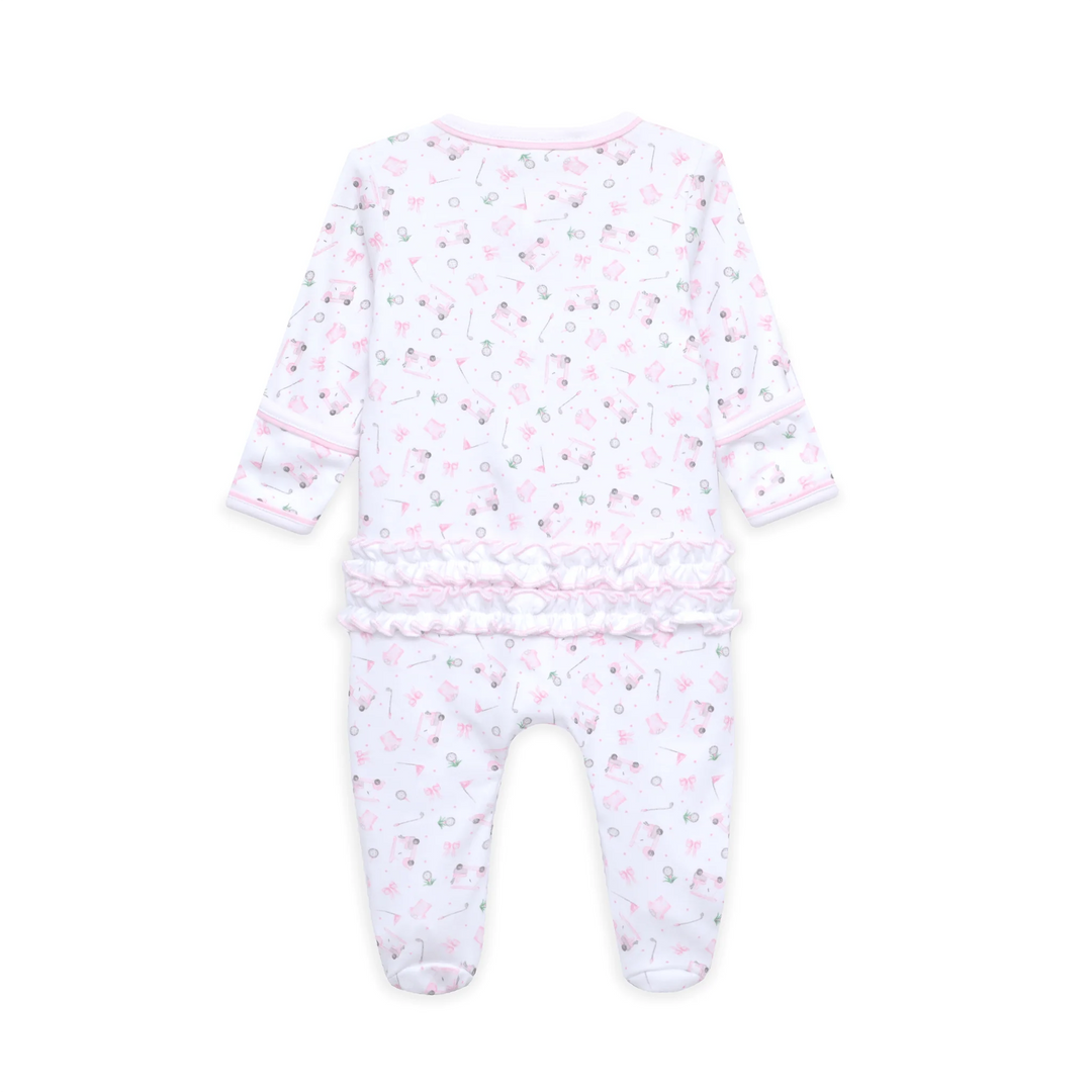 LITTLE GOLFER PINK RUFFLE ZIP FOOTIE