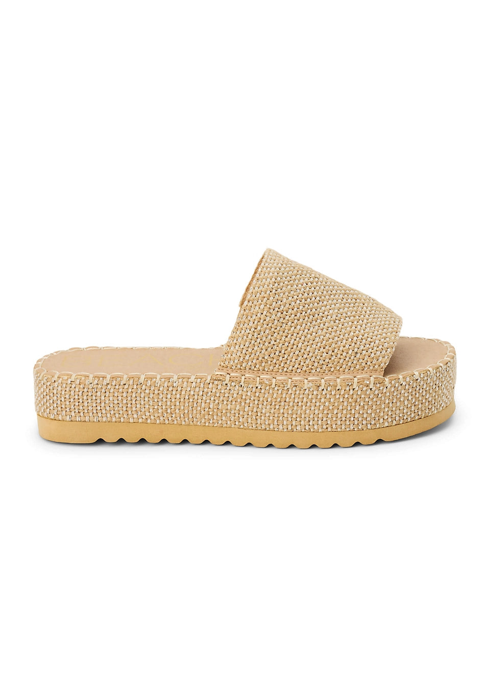 Beige slide sandal on a white background