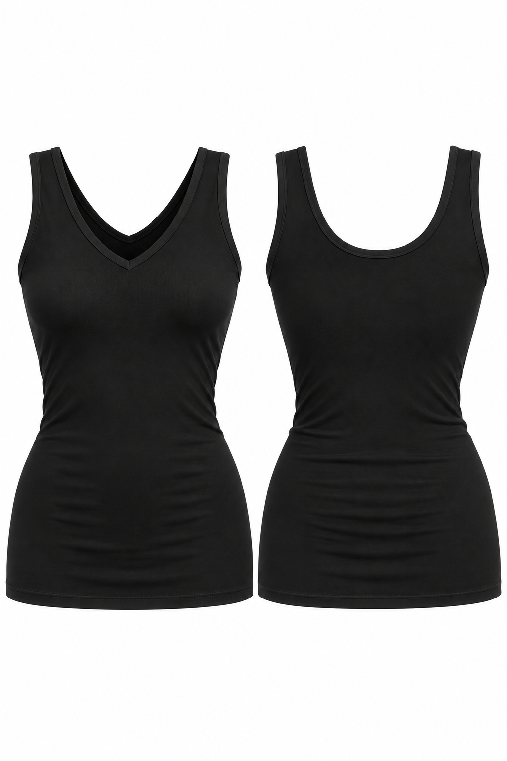BLACK REVERSIBLE VNECK &amp; SCOOP NECK SEAMLESS TANK