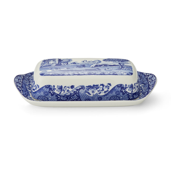 GODBEE/BROWN: BLUE ITALIAN COVERED BUTTER DISH