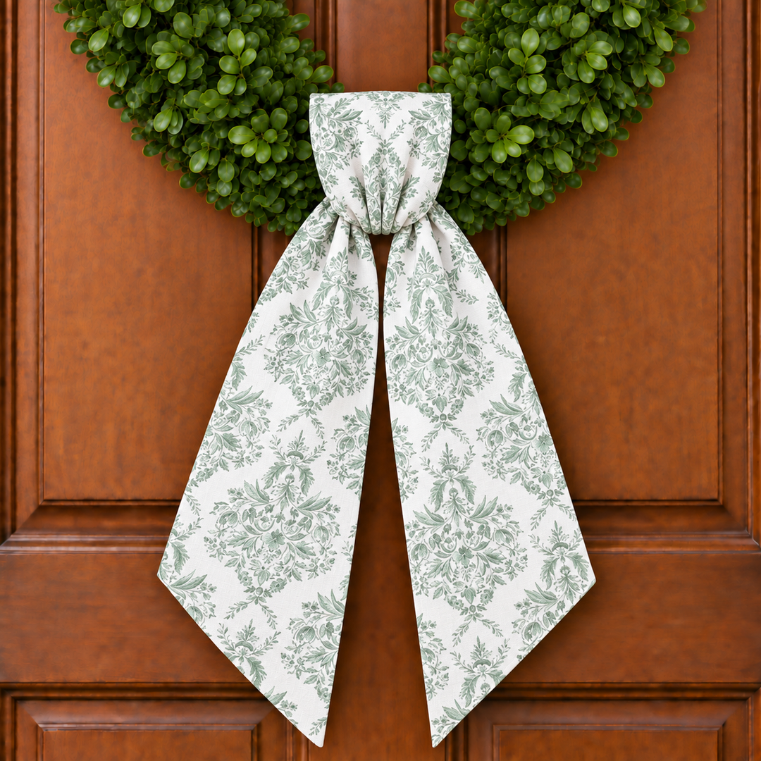 CUSTOM MONOGRAM SAGE MEDALLION WREATH SASH