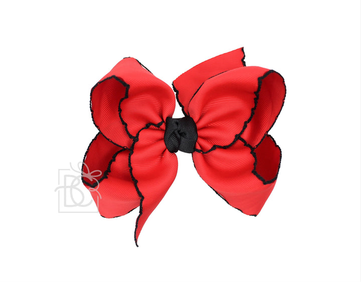 RED WITH BLACK CROCHETED EDGES BOW