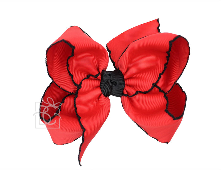 RED WITH BLACK CROCHETED EDGES BOW