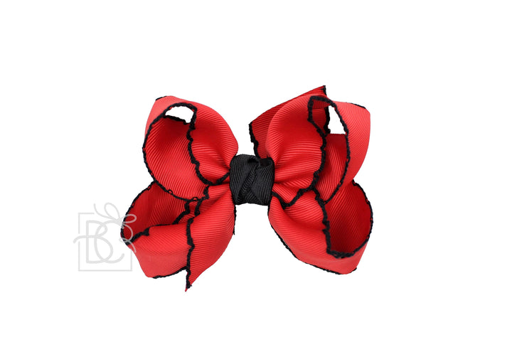 RED WITH BLACK CROCHETED EDGES BOW