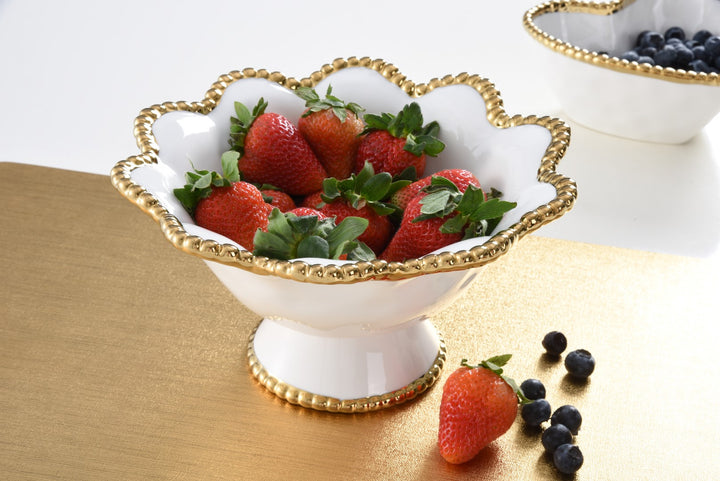 GOLDEN SALERNO FLOWER FOOTED BOWL