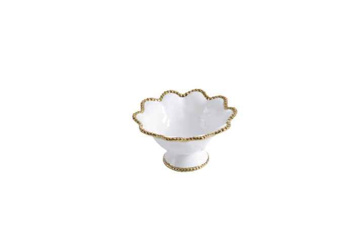 GOLDEN SALERNO FLOWER FOOTED BOWL