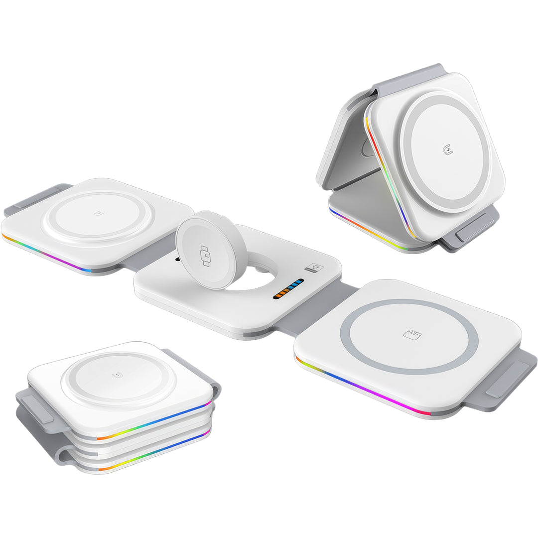 3-IN-1 WHITE FOLDABLE MAGNETIC CHARGER