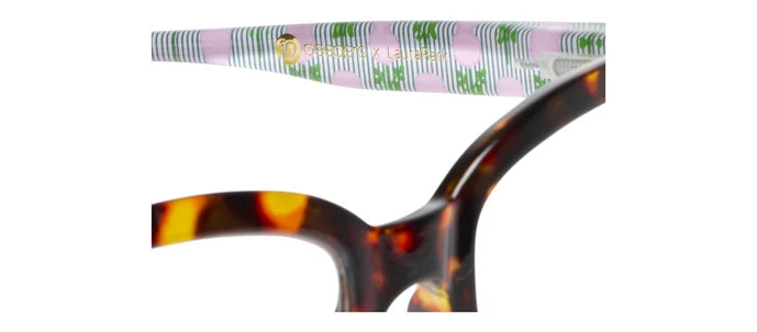 BUZZWORTHY - TORTOISE/MARIGOLD TICKING STRIPE PINK READING GLASSES