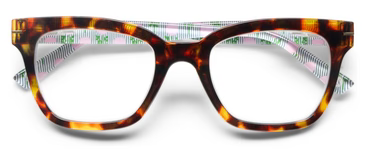BUZZWORTHY - TORTOISE/MARIGOLD TICKING STRIPE PINK READING GLASSES