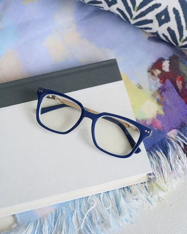 SIDEBAR - NAVY/ROSEMARY STRIPE INDIGO READING GLASSES
