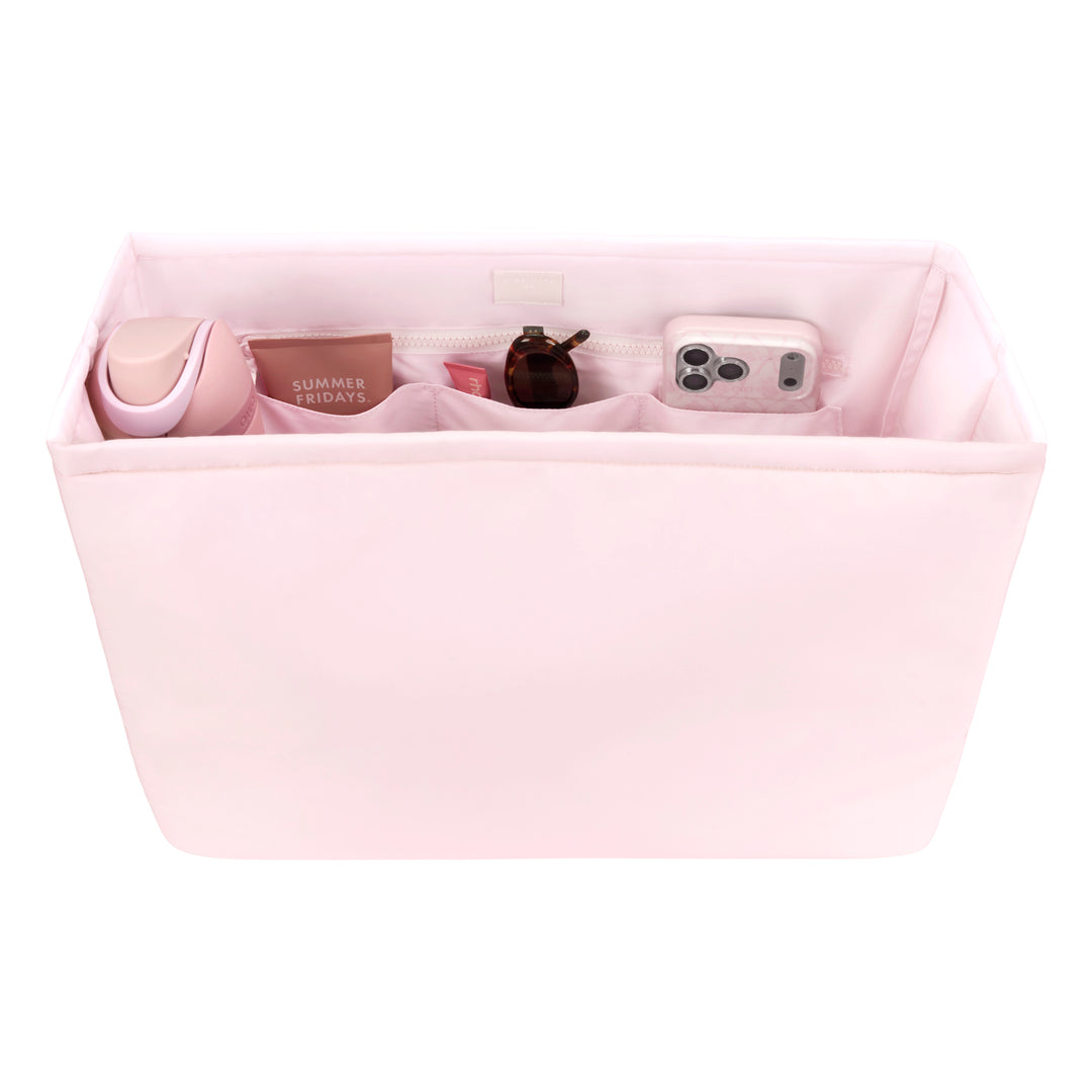 BALLET PINK JELLY BAG ORGANIZER WITH FOUR SLOTS ON WHITE BACKGROUND