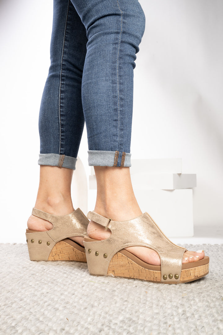 GOLD WASHED METALLIC CARLEY PLATFORM WEDGE