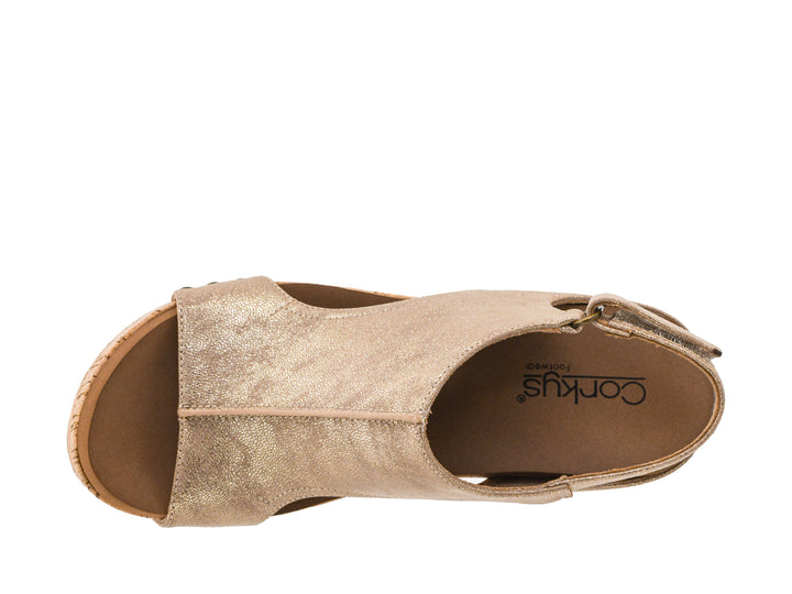 GOLD WASHED METALLIC CARLEY PLATFORM WEDGE