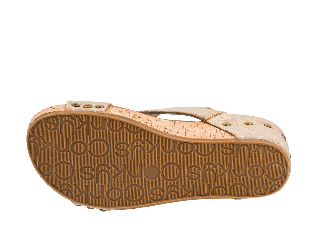 GOLD WASHED METALLIC CARLEY PLATFORM WEDGE
